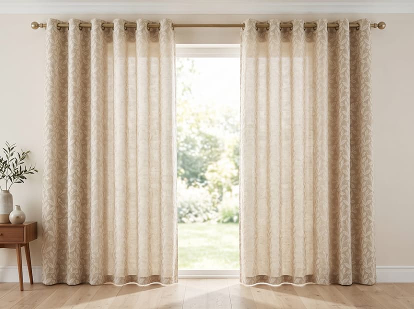 Natural Drapery Vintage Leaf Jacquard — Made-to-Measure Curtains · ANHER
